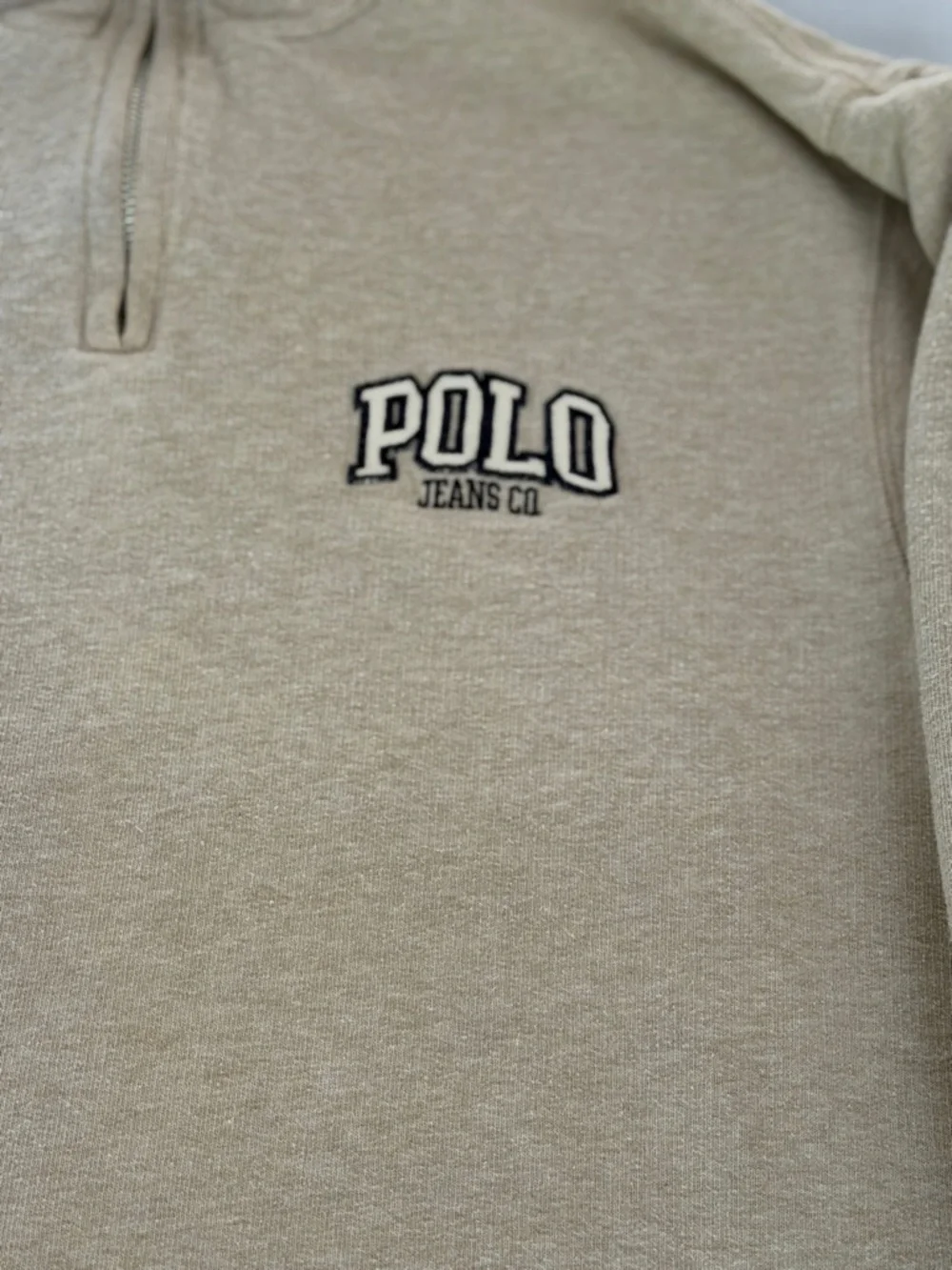 Vintage Polo Jeans Co Ralph Lauren Quarter Zip Sweatshirt Beige L Y2K